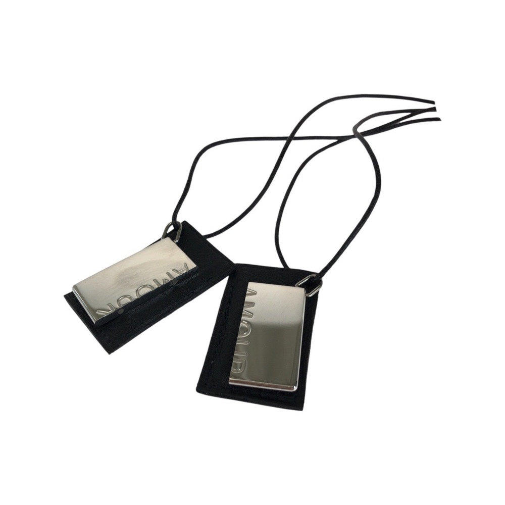 HERMES Silver Leather Necklace